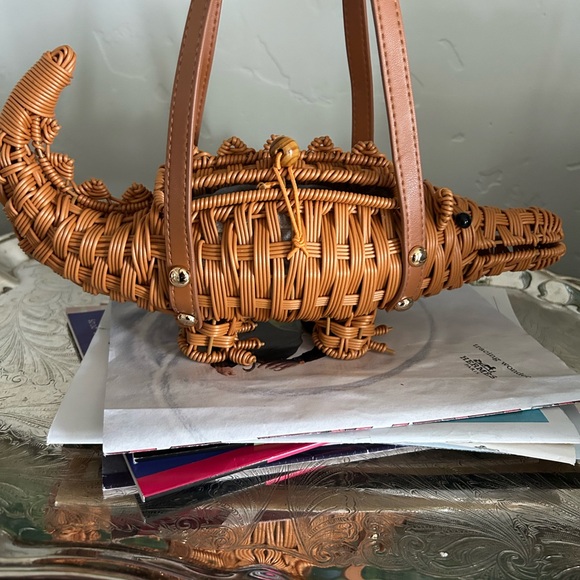 Tommy Bahama Tan Woven Alligator Mini Bag - Picture 8 of 9